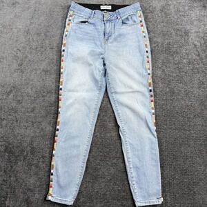Knox Rose Jeans Womens Size 8 Blue Straight Aztec Embroidered Casual Denim Pants